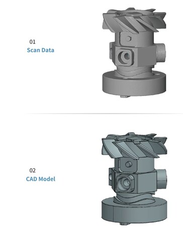 Simscan-E 扫描仪生成的点数据可用于快速创建可由 3D 打印机打印的模型。(图片来源：Scantech）