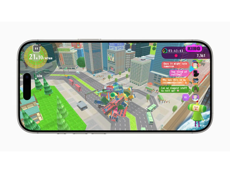 在 iPhone 上播放的 Katamari Damacy Rolling Live 截图。(图片来源：Apple)