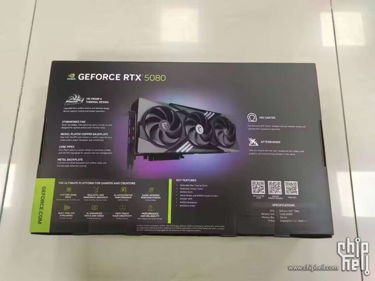 NvidiaGeForce RTX 5080 规格（图片来源：Chiphell）