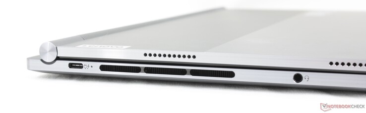 左侧（仅限 Windows 笔记本电脑模式）：USB-C 4.0 + Thunderbolt 4 w/ DisplayPort 和 Power Delivery，3.5 毫米耳机