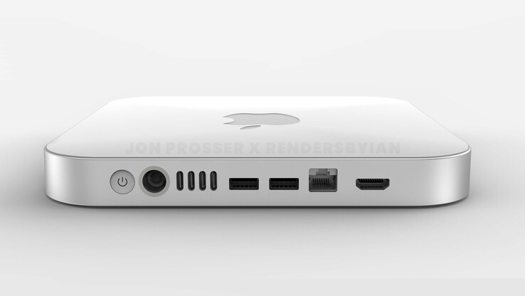 早在 2021 年的渲染图片，显示了 Mac mini 的所谓重新设计。(图片来源：Jon Prosser）