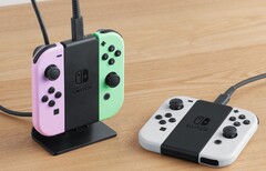 Joy-Con 充电座可以垂直使用，也可以平放在桌子上。(图片来源：任天堂）